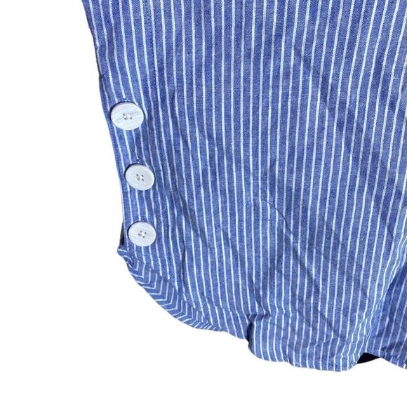 Original Nicole Miller blue/white striped linen blend top medium new - Picture 3 of 6